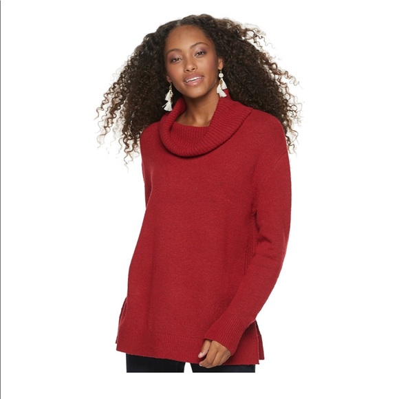 cowl neck tunic sweater